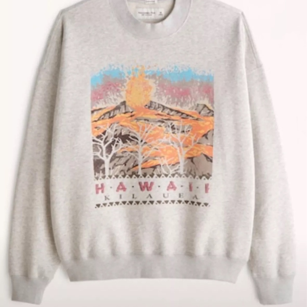 Abercrombie Soft A&F Fleece Crew Hawaii Graphic